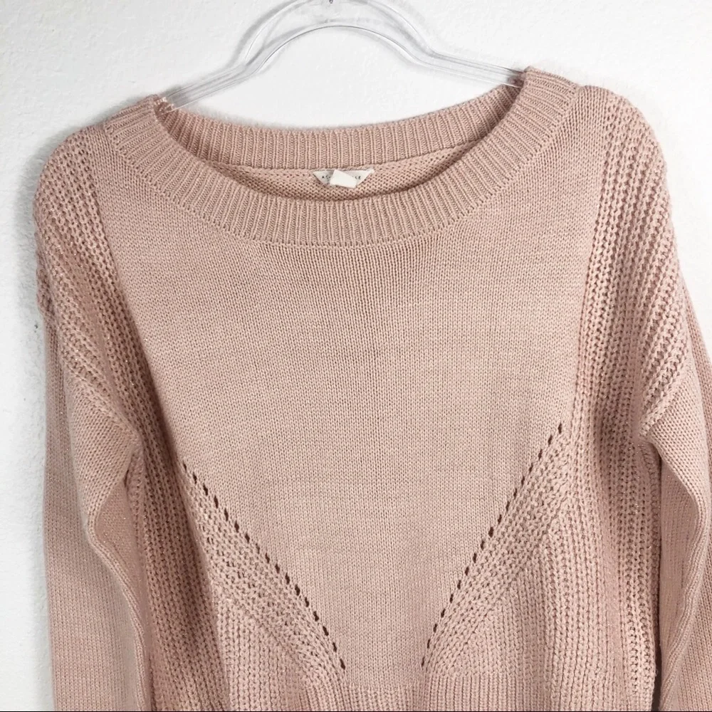 Aeropostale Blush‎ Pink Gold Detail Knit Sweater S